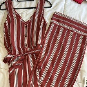 Pink Striped Jumpsuit